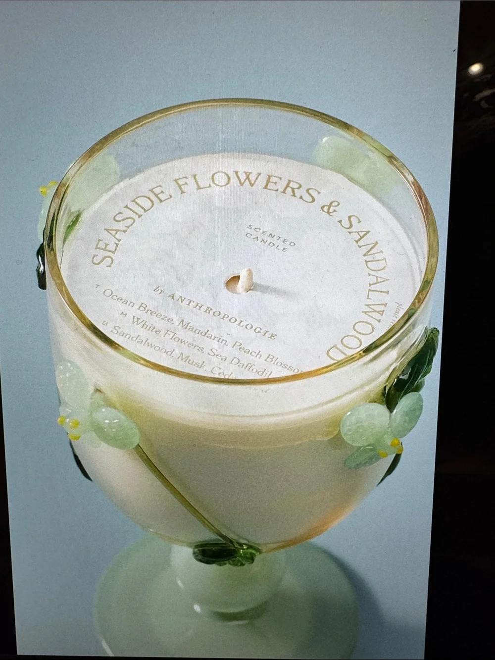 Anthropologie Vined Floral Seaside Flowers & Sandlewood Glads Candle